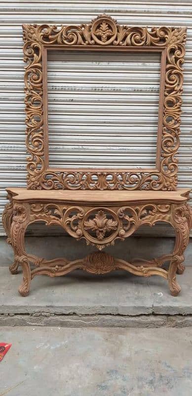 Hand - Carved Console Table & Mirror Set - Timeless Luxury 3