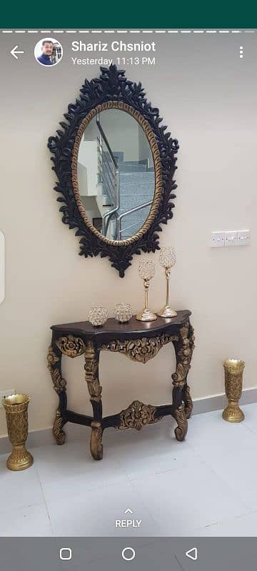 Hand - Carved Console Table & Mirror Set - Timeless Luxury 6