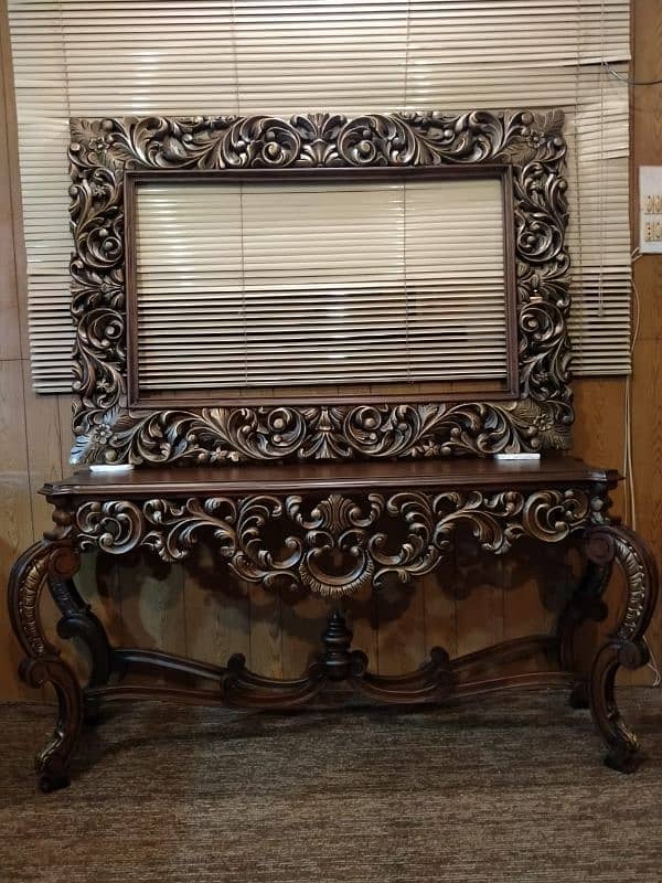 Hand - Carved Console Table & Mirror Set - Timeless Luxury 11