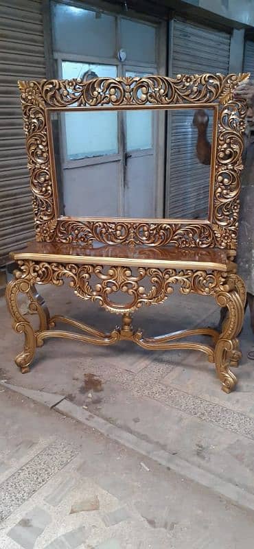 Hand - Carved Console Table & Mirror Set - Timeless Luxury 15