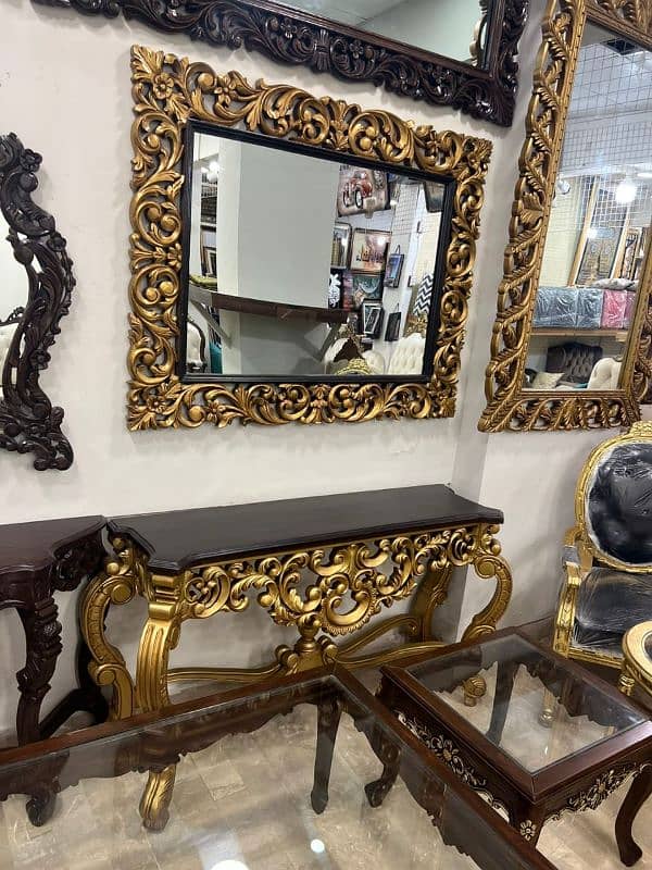 Hand - Carved Console Table & Mirror Set - Timeless Luxury 16