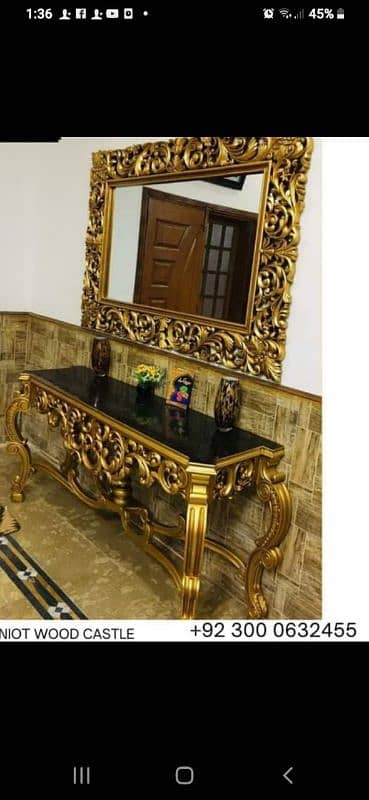 Hand - Carved Console Table & Mirror Set - Timeless Luxury 17