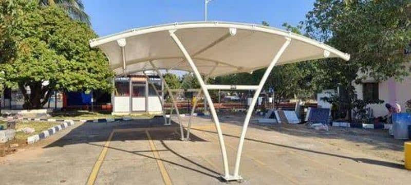 Tensile car parking shade - Pvc Canopy shade - Wall mounted - porch 2