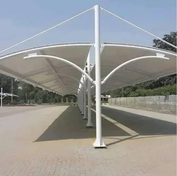 Tensile car parking shade - Pvc Canopy shade - Wall mounted - porch 3