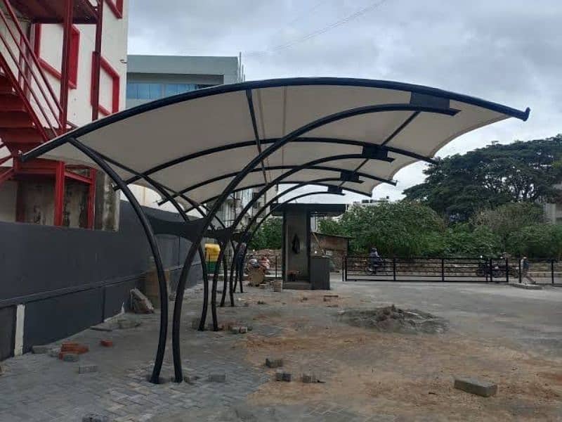 Tensile car parking shade - Pvc Canopy shade - Wall mounted - porch 4