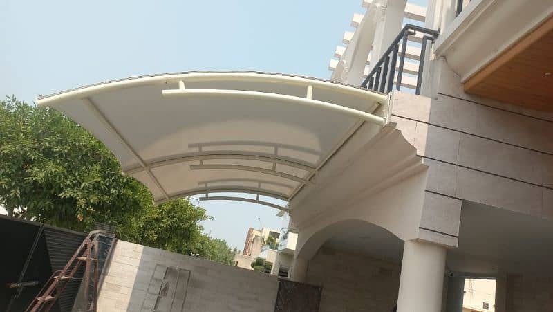 Tensile car parking shade - Pvc Canopy shade - Wall mounted - porch 6