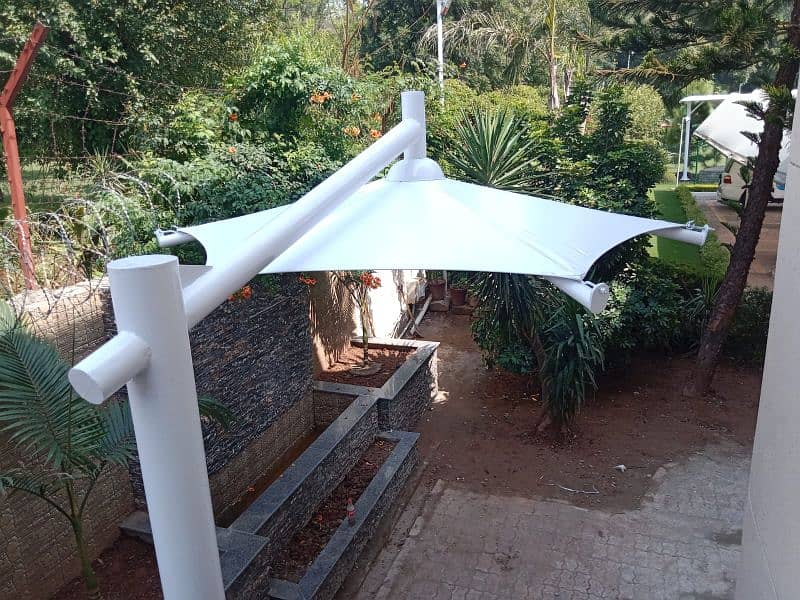 Tensile car parking shade - Pvc Canopy shade - Wall mounted - porch 8