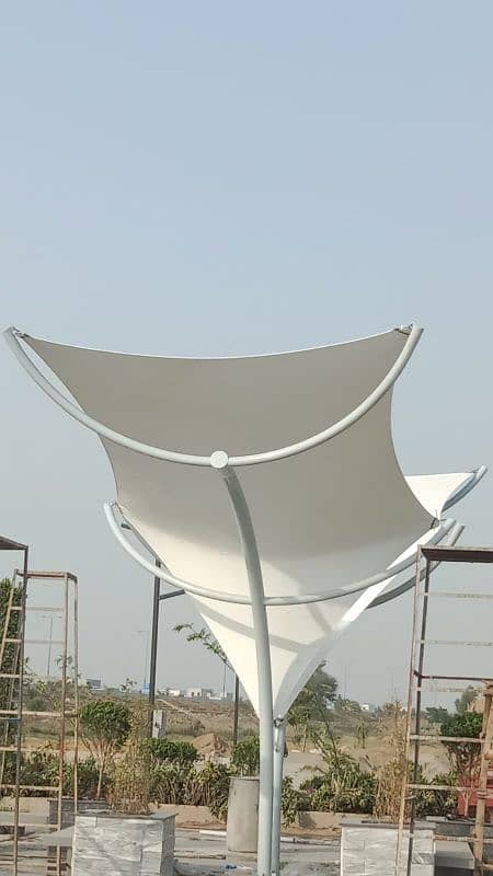 Tensile car parking shade - Pvc Canopy shade - Wall mounted - porch 9