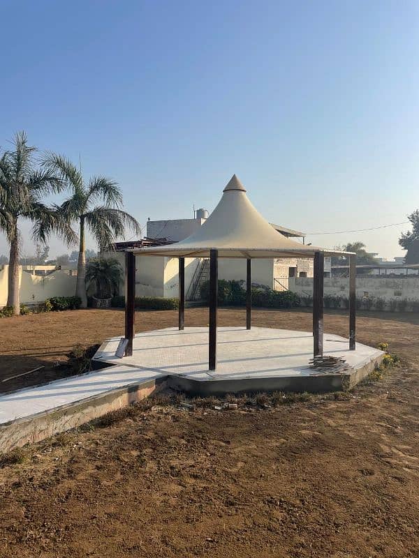 Tensile parking shade - Wall mounted - Pole shed - Car structure - Pvc 2