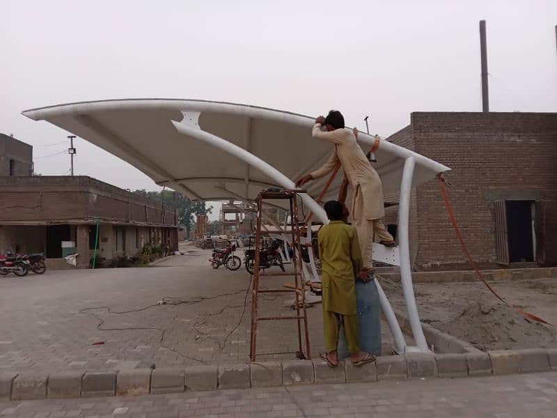 Tensile parking shade - Wall mounted - Pole shed - Car structure - Pvc 3