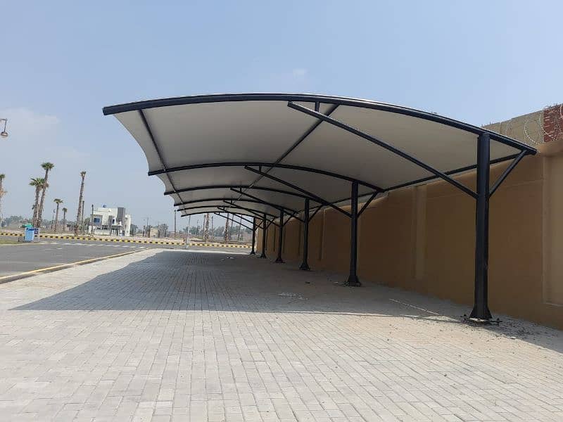 Tensile parking shade - Wall mounted - Pole shed - Car structure - Pvc 8