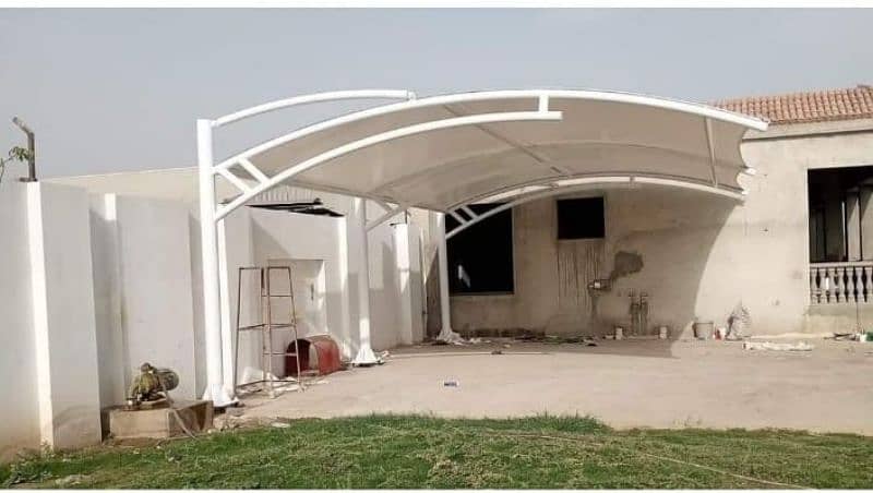 Tensile parking shade - Wall mounted - Pole shed - Car structure - Pvc 11