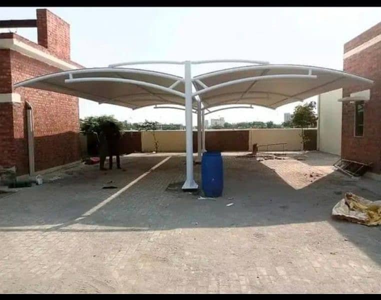 Tensile parking shade - Wall mounted - Pole shed - Car structure - Pvc 12