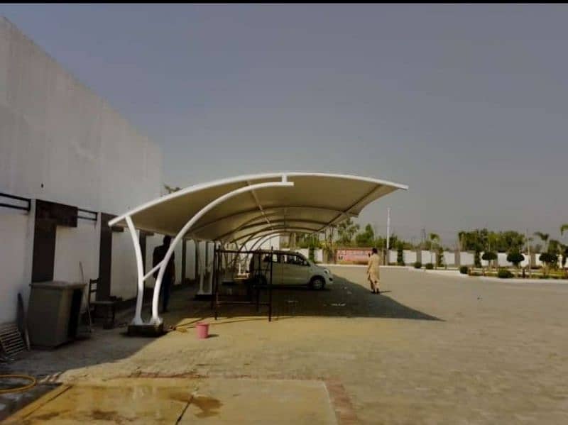Tensile parking shade - Wall mounted - Pole shed - Car structure - Pvc 14