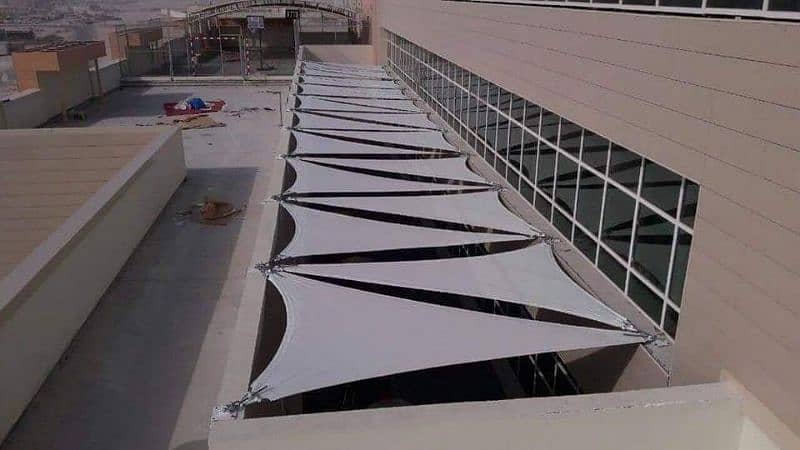 Tensile parking shade - Wall mounted - Pole shed - Car structure - Pvc 15