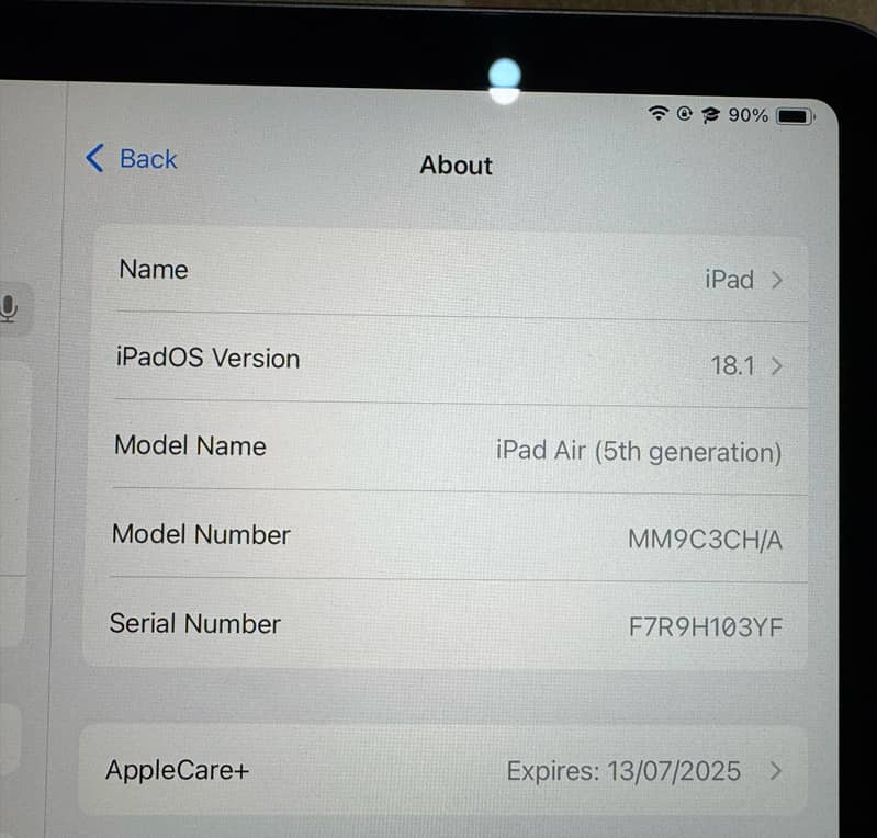 Ipadair 5th Gen, 64GB, Pencil 2nd Gen, Apple care till july 2025 5