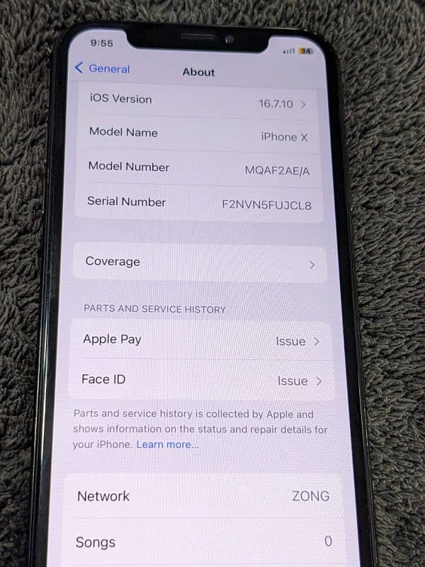 iPhone x 256gb pta approved 6