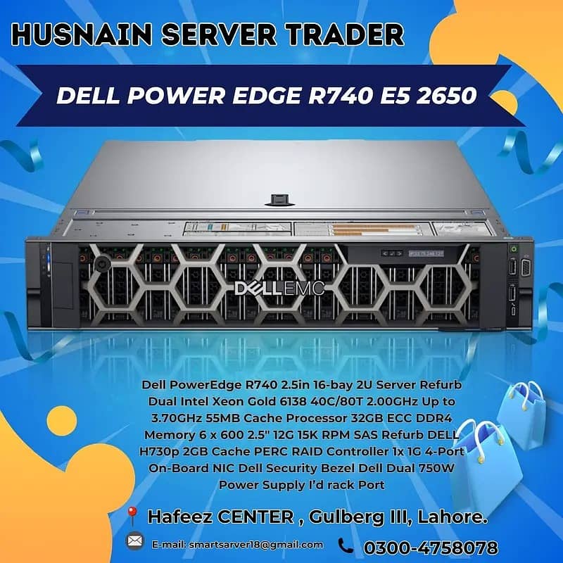 Dell PowerEdge R740 2.5in 16-bay 2U Server Refurb  Dual Intel Xeon Go 0