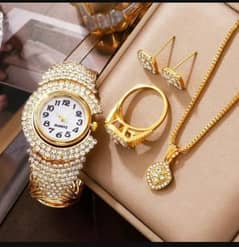 Luxury Diamond woman watch and jewelry set