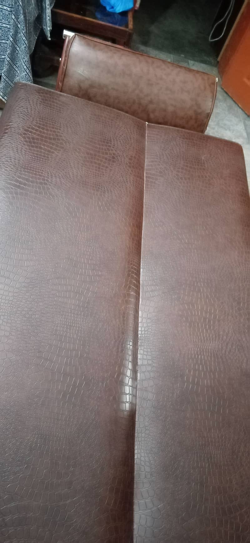 Brown leather sofa cum bed in good condition 1