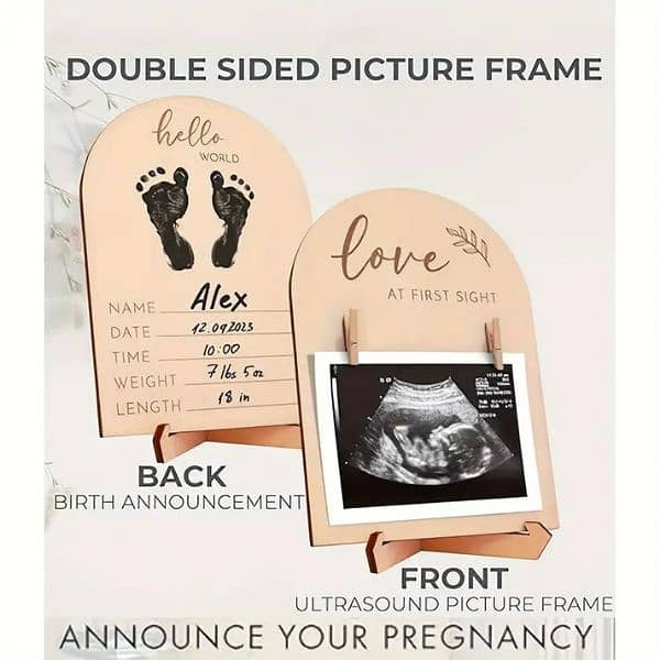 Charming Double-Sided Wooden Ultrasound Picture Frame 0