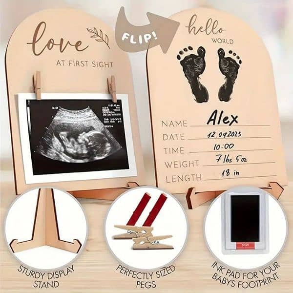 Charming Double-Sided Wooden Ultrasound Picture Frame 1