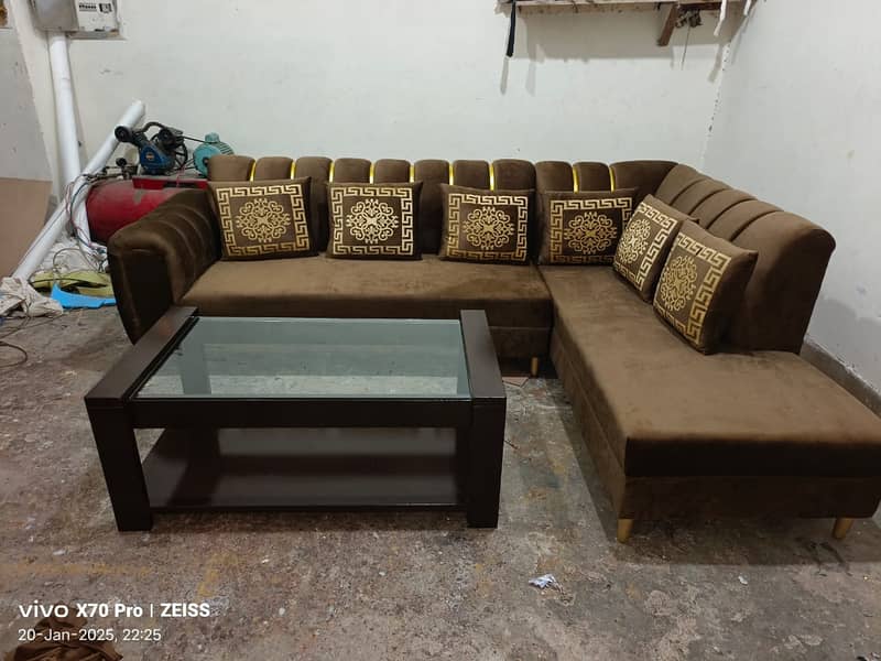 Velvet sofa set - Corner sofa set - Sofa set - L shape sofa set 5