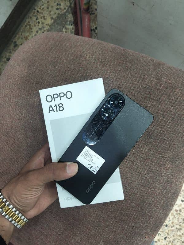 Oppo A18 4GB,128GB complete box 10/9 condition. . 03217695545 0