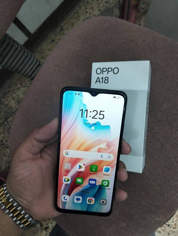 Oppo A18 4GB,128GB complete box 10/9 condition. . 03217695545 1