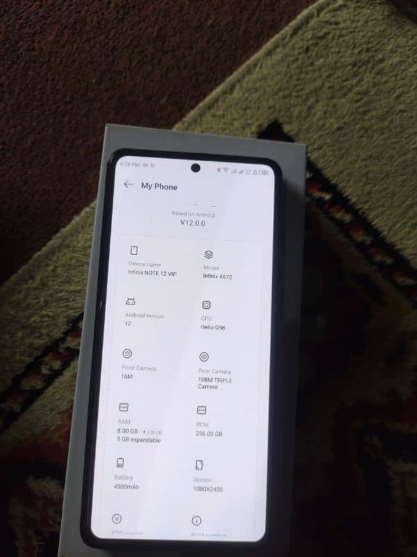 Infinix Note 12 VIP Ram 8=256 complete box 120wat charger 3