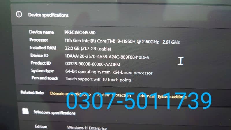 Dell Precision 5560 Core i9 11th Gen 32GB 512GB RTX-A2000 4K UHD+ 5