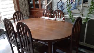 Pure wooden dining table with 6 wooden chairs