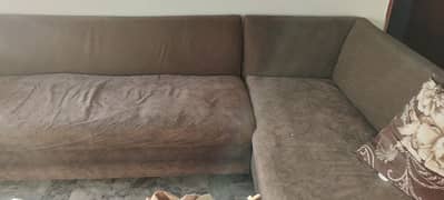 L shape sofa brown turkish fabric