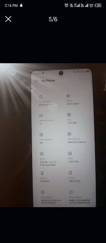 Infinix hot 30 16/128 with box no open repair back crack hai 1