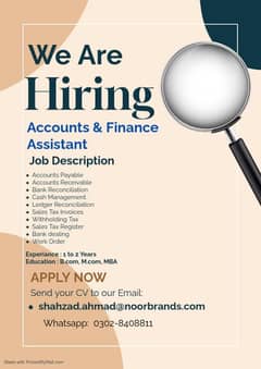 Account Assistant/Accounting and finance