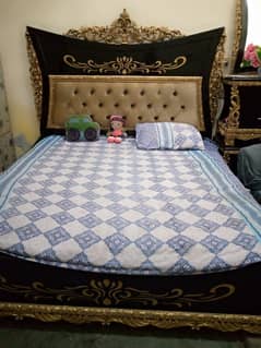 Bed Set with side tables including top wall mirrors