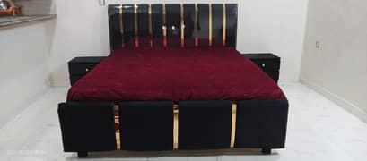 Stylish Wooden King size bed set  with side Tables