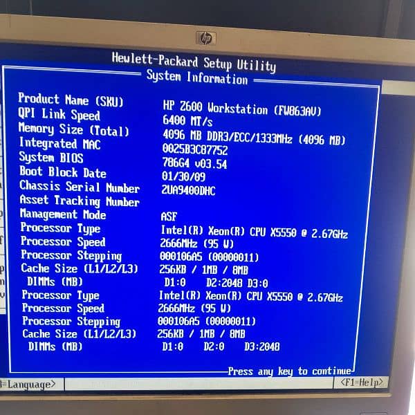 HP Z600 xeon processer dubble 3