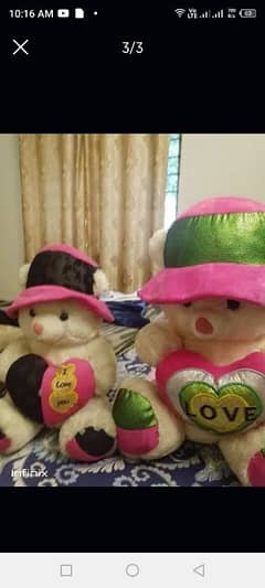 1 pair of teddy bear in pink and white colour with good condition