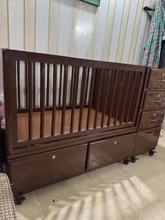 heavy solid wooden baby cot length 4 fit widtg 3.5