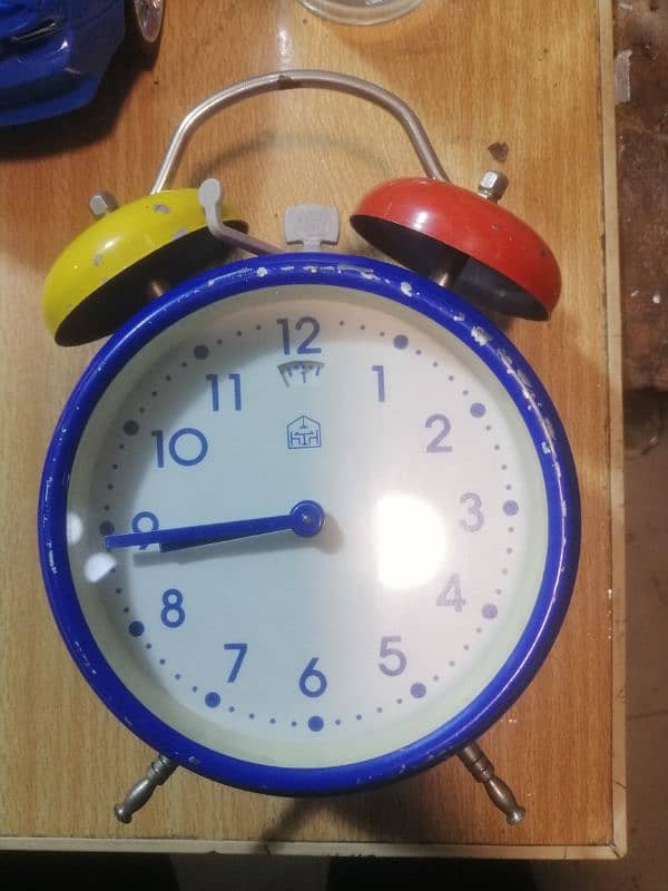 Vintage 1978 adolf jerger alarm clock red blue 0