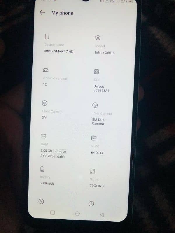 Infinix smart 7HD 4 64 . . . . . 03185923789 4