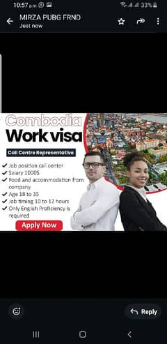 combodia 1 year visa contract job as call reprentative