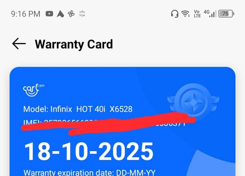 Infinix hot 40i 7 months warranty 2