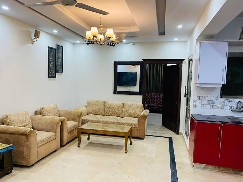 F-11 Markaz 2 Bed Attached Bath TV Lounge Kitchen Car Parking Fully Furnished Apartment Available For Rent 1