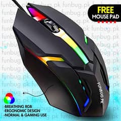 RGB gaming mouse with free mouse pad