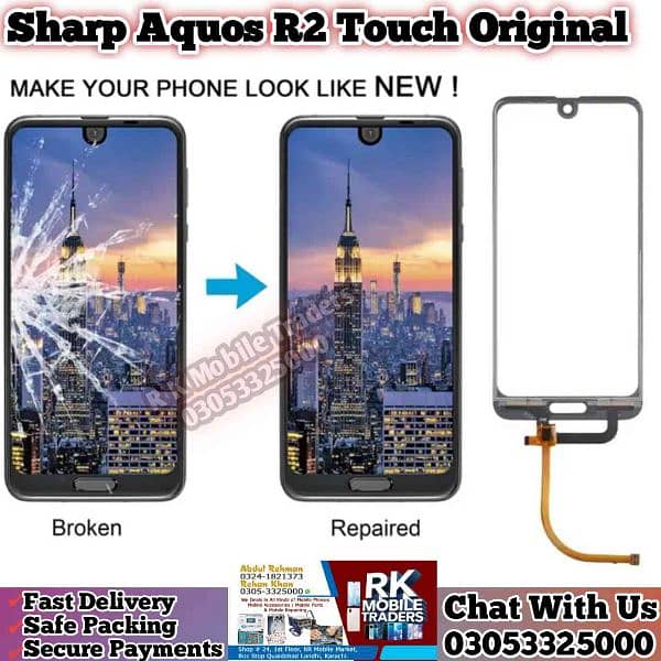 Sharp Aquos R2 Touch Oca Glass Original Replacement 0