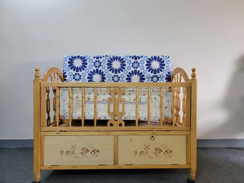 Wooden double bed with swing | Baby bunk bed | Baby pram (0-7 years) 1