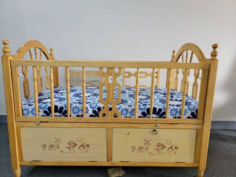 Wooden double bed with swing | Baby bunk bed | Baby pram (0-7 years) 2