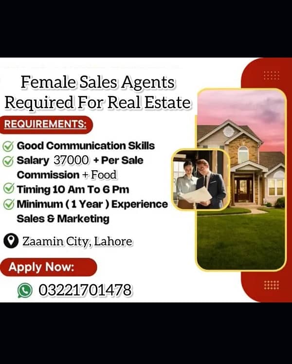 Female Staff Required For Real Estate 0